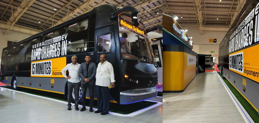 Veera Vahana and Exponent Energy announce the World’s first 15-minute charging intercity bus, ‘Veera Mahasamrat EV’